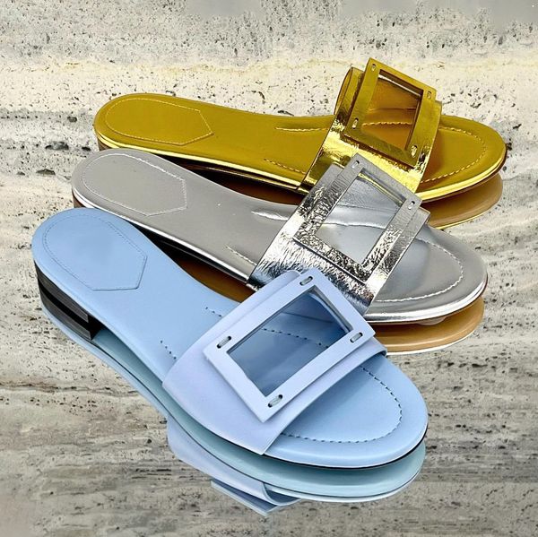 Novo estilo slide interna baguete de baguete de sandália mulher adorável caminhada sandale shipland slipper slipper shoe mass sliders designer de luxo calcanhar casual salto lapidado de salto plano