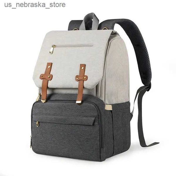 Bolsas de fraldas Nylon Mom de mochila sólida mochila casual Backpack Viagem Moda feminina New Mom Mom de grande capacidade Backpack q240418