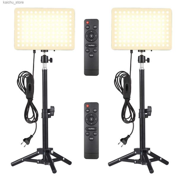 Непрерывное освещение Andoer 2 Pack Photography Fill Light Panel 45W Светодиодный видео Light Kit 2800K-6500K с легким кронштейном настольного стола для видео Live Streaming Y240418