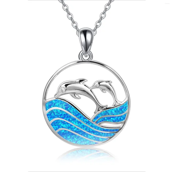 Colares pendentes Boho Colar fofo de golfinho do mar para meninas Acessórios para meninas imitação de moda Blue Opal Jewelry Gifts