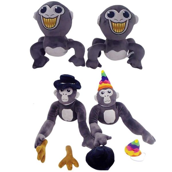 Cartoon Anime Multi Colors Cute Plush Toy Gorilla Tag Doll VR com chapéu de Natal brinquedos de jogo
