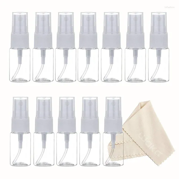 Speicherflaschen 12pcs 10 ml leere kleine Sprühflasche klarer Kunststoff feiner nebel mini für die Reisereinigung ätherische Öle Shampoo Lotion