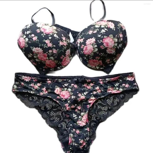 Bras Set sexy per le donne stampato di biancheria intima imbottita push up