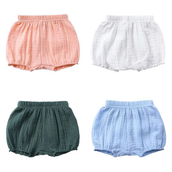 Sommerkinder Jungen Shorts Feste Farbe Baby Shorts Baumwollbrot Kurzpants Mode geborene Bloomer 6 Monate bis 4 Jahre 240418