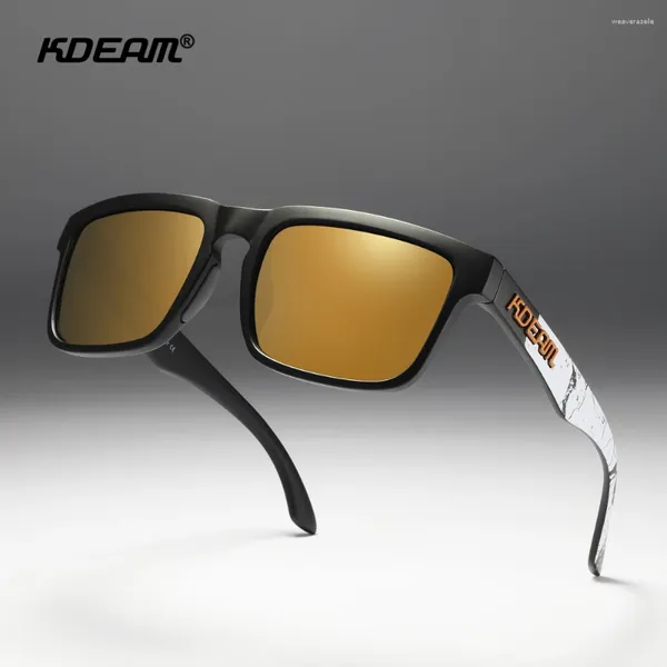 Sonnenbrille Marke Kdeam Mode polarisierte Outdoor -Fischerei Sportfarben Nigh Vision Eyewear Original 3D -Logo Designer Lens UV