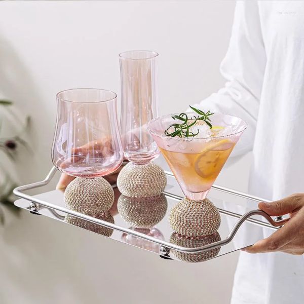 Gläser Weingläser leichter luxuriöser rosa diamondcrusted kristallglas hoher Champagner -rotes Cocktail