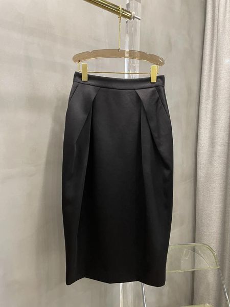 Юбки 24 Весна летняя юбка Супер красивая черная дизайн стручков перед двумя плиссированными вырезом не носит 4.13