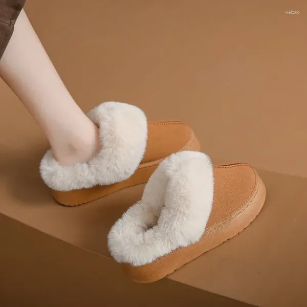 Slippers Classic Medium Heel (3-5cm) 2024 Winter Flat Baotou Cow Suede Shop