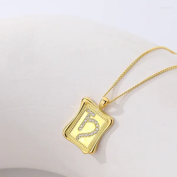 Catene 925 Sterling Silver Rectangle Pendant Zircon Minimalist Collana per le donne gioielli all'ingrosso Logo laser gratuito