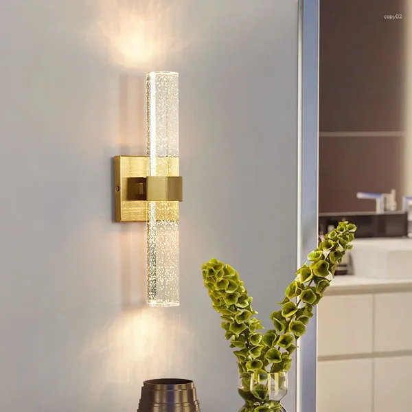 Lâmpada de parede Lâmpadas LED modernas para sala de estar quarto luz de ouro de ouro Crystal Bubble Shade Home Decor Iluminação interna grátis