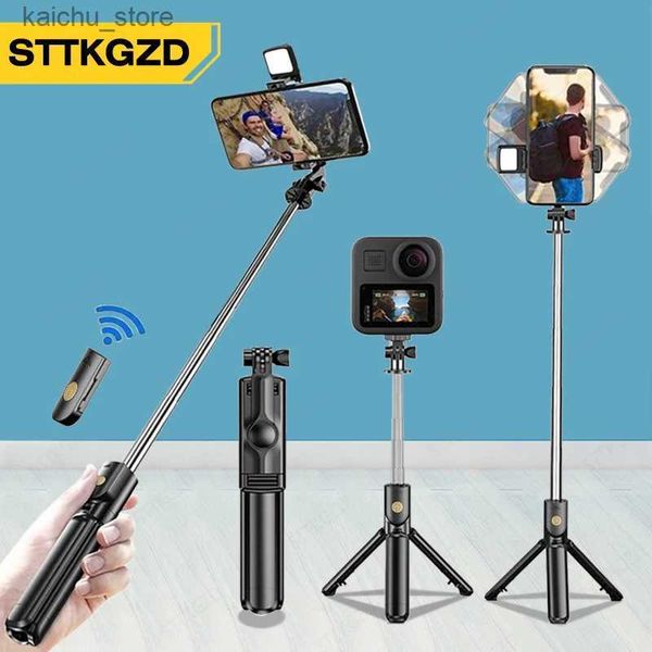 Selfie Monopods Selfie portátil Bole de selfie com preenchimento Tripod Stand Mini Phone Phone Holder sem fio Bluetooth Remote para transmissão ao vivo Huawei Tiktok Y240418