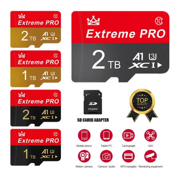 Carte 100% Classe originale 10 scheda SD SD 1 TB 2TB 256GB 128GB 512 GB A1 Micro TF SD SCHIO UHS1 Flash Scheda per SamrtPhone/PC