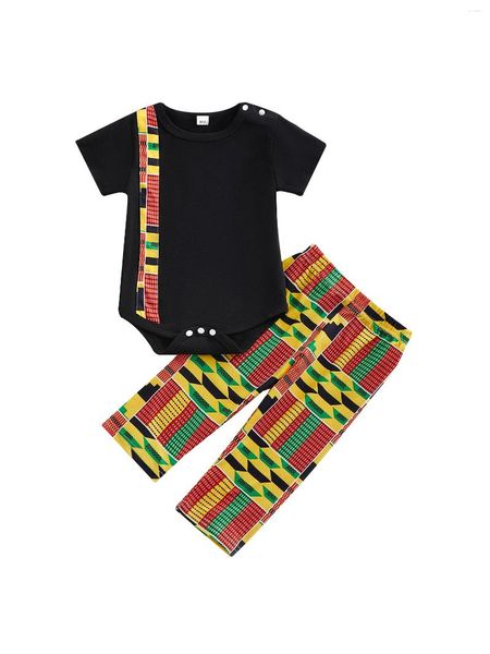 Set di abbigliamento elegante outfit per bambini con stampa africana a 2 pezzi con maglietta Kente Dashiki e pantaloni per bambini