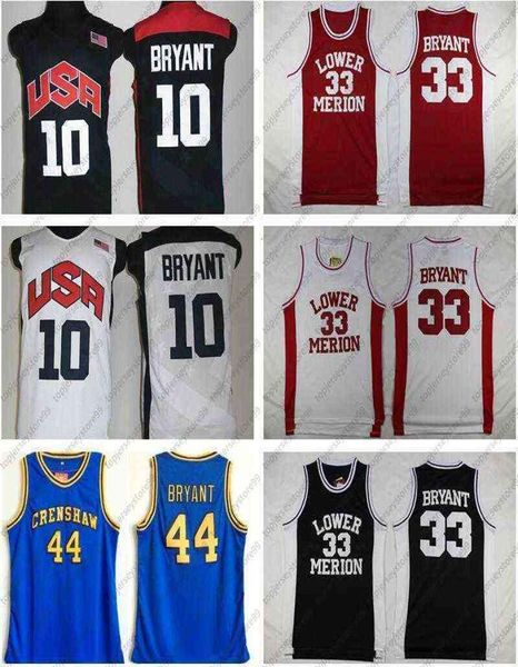 12 m USA Lower Merion 33 Bryant Jersey College Men Basket Basket Basket Basket Basket Basket Crenshaw Dream Bhite Blue Blue Stitched3284348