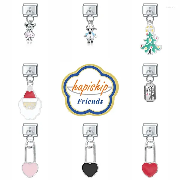 Ссылка браслетов Hapiship Friends Women Fashions Heart Love Lock Boy Girls Links Fit 9mm браслет из нержавеющей стали.