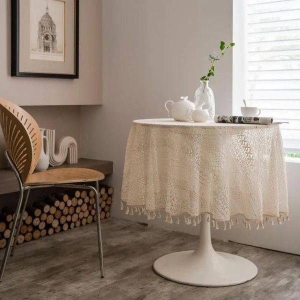 Tanta de mesa Tampa de jantar prática da fazenda Tabela de mobiliário de tecido de malha de crochê de crochê