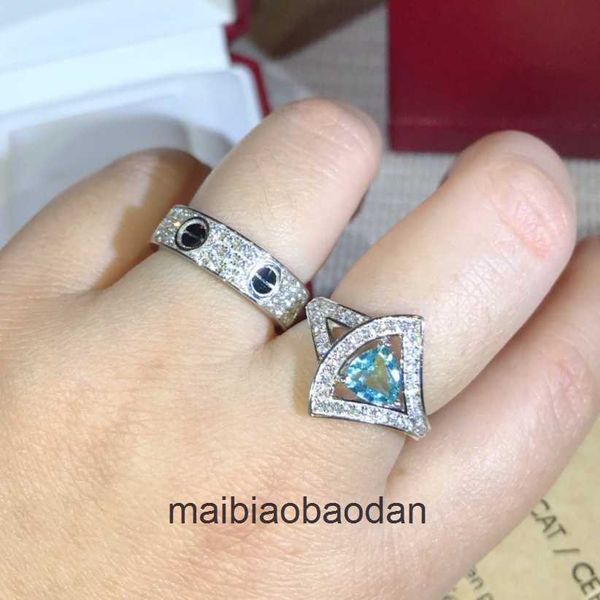 Anéis de jóias de grife de ponta para mulheres Carter novo anel de unhas pretas Berga anel de céu completo moda simples estilo original 1: 1 com logotipo real