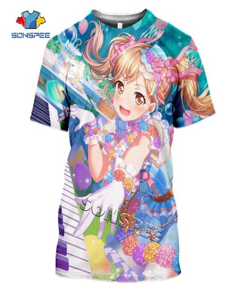 Sonspee Casual Herren T -Shirt Anime süßes Mädchen Bang Dream 3d gedruckt Harajuku Kurzarm T -Shirts Sommer Mode Frauen Kleidung6125593