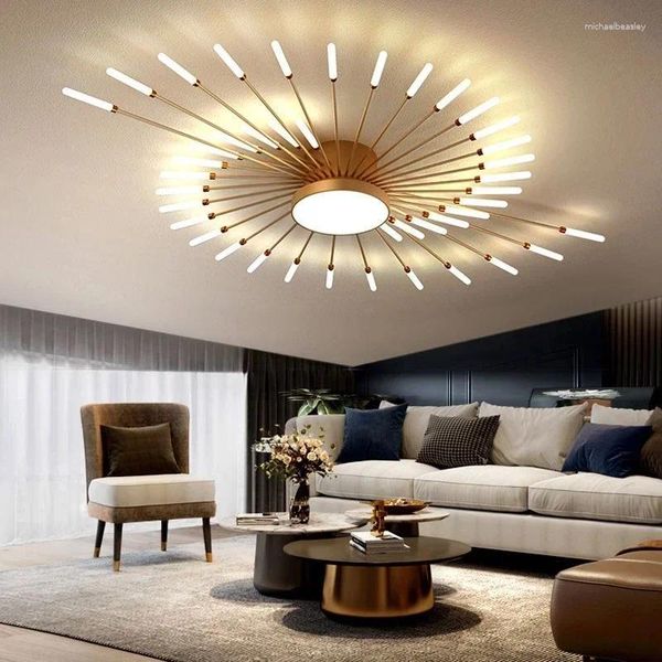 Avizeler Lüks Spiral Havai Fişekler Led Avize Işık Tasarımcı Tavan Lambaları Oturma Odası Ev Deco Yatak Odası Kolye Lamb