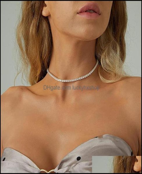 Chokers Halsketten Anhänger Schmuck aus Tennis für Frauen Luxus kubische Zirkonia Gold Farbe Kurzhöre Kette Hüfte Punk Männchen Halskette9851026