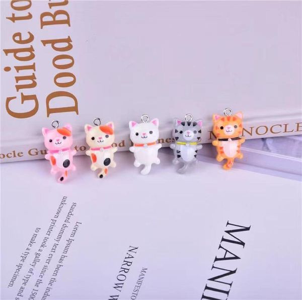 20pcs 1418mm Kawaii Resina Charms Cat Animal for Women Madeir