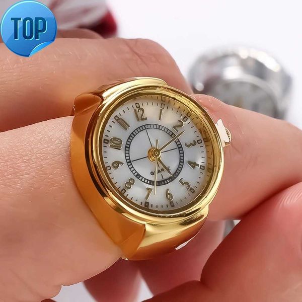 Anello di orologio per dito in quarzo dorato per donne uomini gotici orologi anelli digitali orologio elastico elastico elastico regalo di gioielli