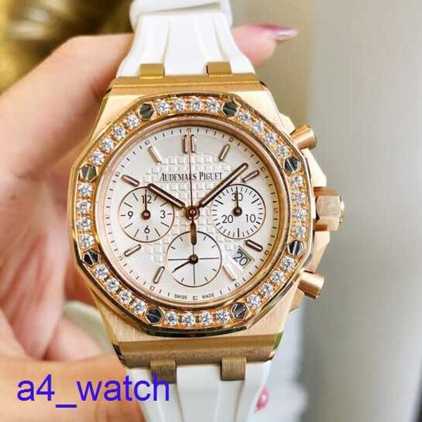 Moda AP Wrist Watch Real Oak Offshore Series 37mm Mechanical Plate Mechanical Color Ring Externo Rose Gold Precision Aço masculino e feminino Moda elegante Relógio