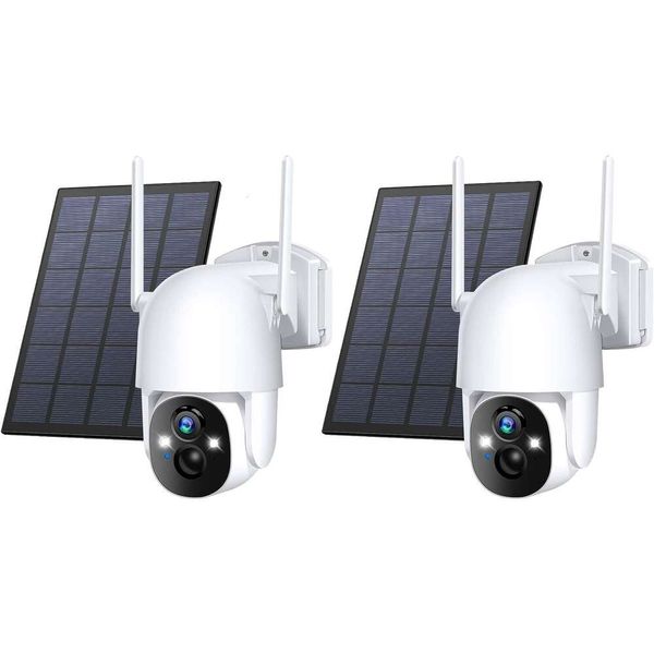 Telecamere di sicurezza solare wireless esterno 3MP 2K FHD Camera da esterno Wireless 24GW WiFi 35 5View Pan Tilt Security Telecamere con Sirena di rilevamento del movimento AI Audio a due vie