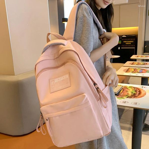 Backpack coreano de alta qualidade nylon feminino meninas meninas kawaii homens viajam mochilas de mochilas de colorido sólido bolsas de livros escolares