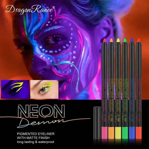 Eyeliner UV Light Neon Eyeliner Pen Eyes Makeup Red água impermeável colorida gel gel luminoso sombra de pintura de pintura a lápis maquiagem cosmética