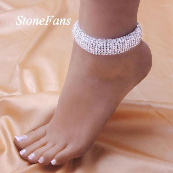 Неклеты Stonefans Fashion Multi -Layer Crystal Athestone Chain Anklet для женщин Sunmmer пляжная лодыжка