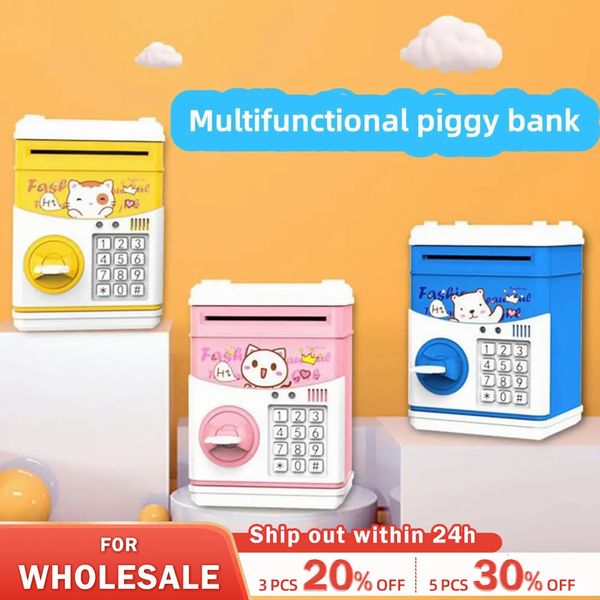 BAMBINI Mini Piggy Bank Cartoon Pattern Smasella di risparmio per monete con deposito musicale in contanti Regalo per decorazioni per la casa 240408