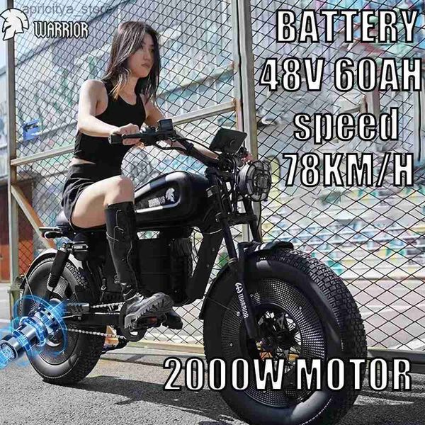 Bikes ZPW Black Warrior 1500W Motorrad 48V 60AH EBIKE EBED ECTRIC BICYC 20 Zoll Offroad Fat Tire Ectric Bike 2000W L48