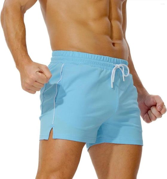 Treino de shorts masculinos Sweat Sweat 3 polegadas Casual Casual Fitness Correndo com bolsos