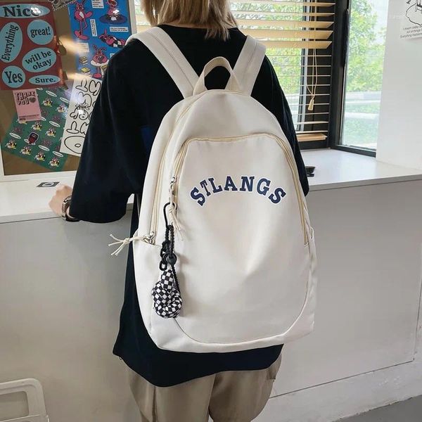 Zaino zaino femminile 2024 tendenza in nylon borse borse borse da scuola bianco per adolescenti adolescenti modella casual book boam
