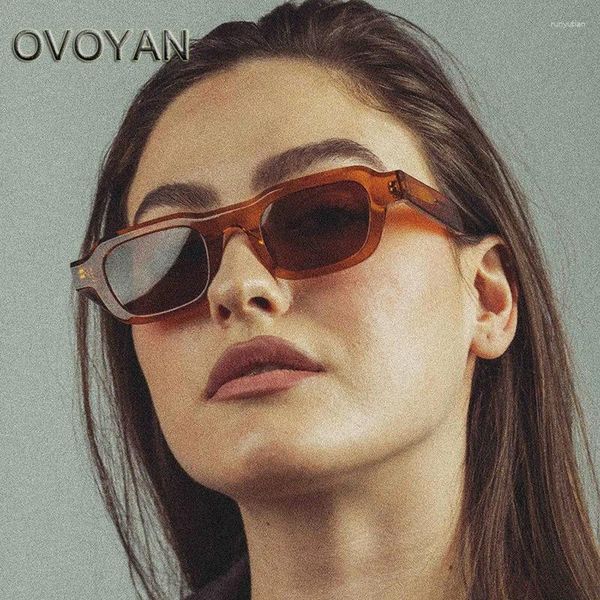 Солнцезащитные очки Ovoyan Vintage Square Prontic Personality Simple Eywear Brand 2024 Retro Sun Glasses