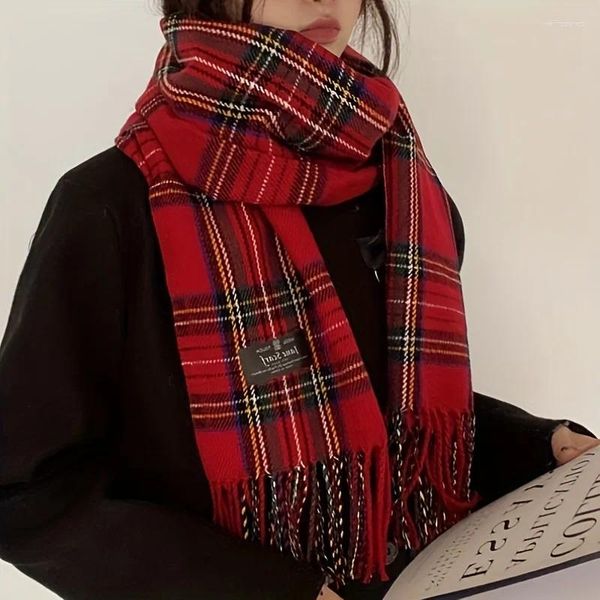 Шарфы красный тартанский шарф шарф стильный винтажный украшение шея осень зимняя холодная теплый унисекс упаковка хиджаб