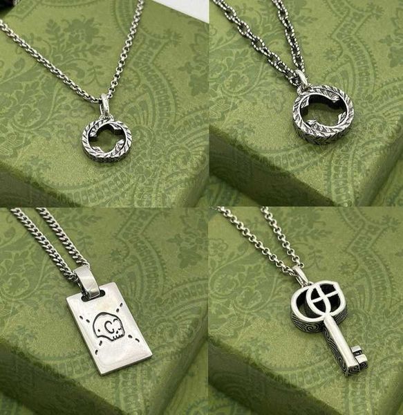 Дизайнерский высококачественный дизайнерский ювелирный ожерелье 925 Серебряная цепь мужская и женская ключевая кулонная черепа Тигр с писем ожерели модный подарок