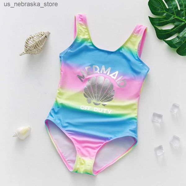 Pieces Girls Rainbow Gradient Gradient One Swimsuit Tear