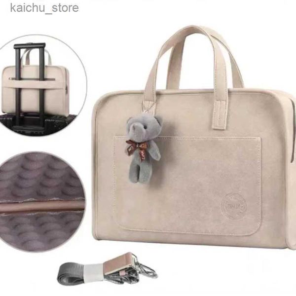 Andere Computerzubehör Ins Khaki Pocket Laptop Bag Frauen 13.3 14 14.1 15,6 16 Zoll Büro Notebook Hülle Hülle Fahrt Computer Handtasche Elegante Luxus Y240418