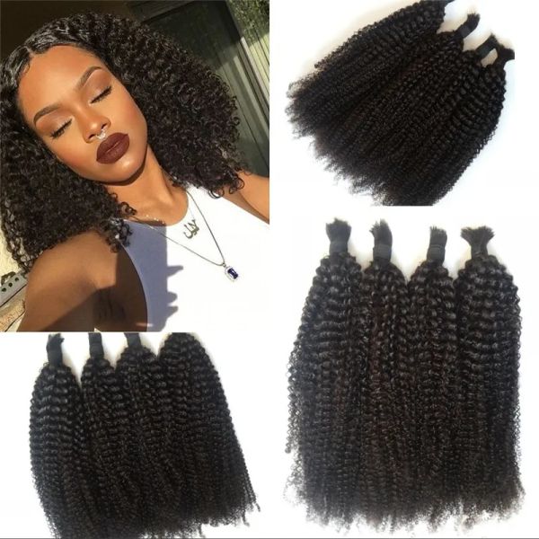 Valorls Indian Afro Afro Help Curly Bulk sem acessórios 4 Pacotes de cabelo humano volume para mulheres negras fdshine