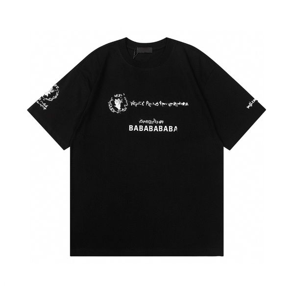 T-shirt maschile Summer Spring Grey Grey White Black T-shirt Maglietta da taglio stampato in slogan da uomo con etichetta unisex asiatico size
