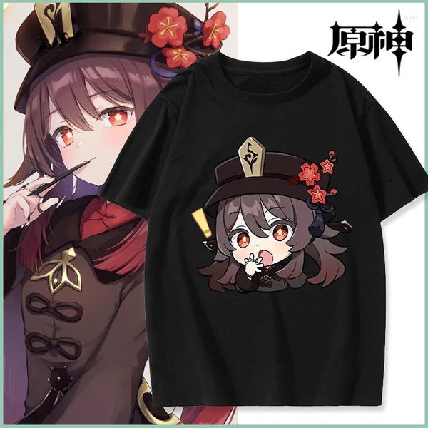 Camisetas masculinas fofas hutao genshin impacto fãs fãs