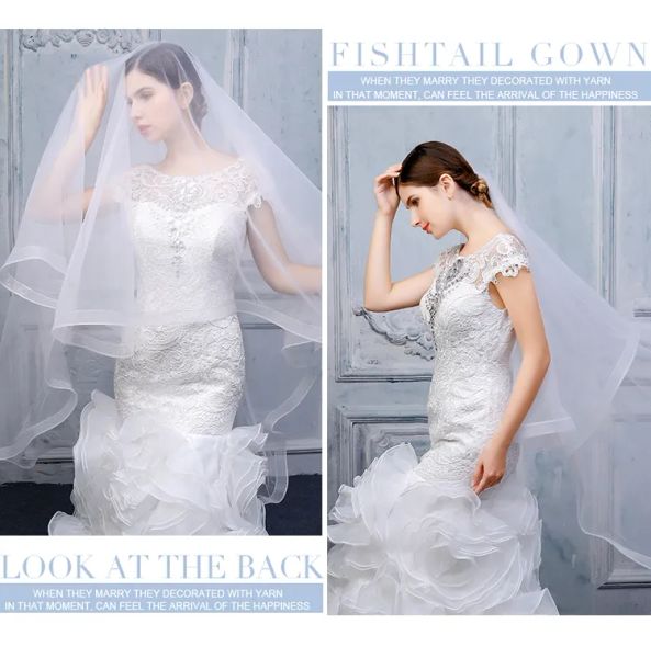 VEILS Nuovo designer Tulle morbido di alta qualità in magazzino più venduto a due strati a due strati Veli da sposa VEILE BIANCO CAMPAGNE CAMPAGNA AVOORY LUNGHITÀ A