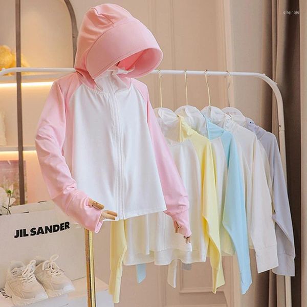 Jacken Kinder Sonnenschutzhut Eis Silk Kleidung Mädchen Sommer Sonnenschutzmantel Kinder dünn leicht im Freien UV uv