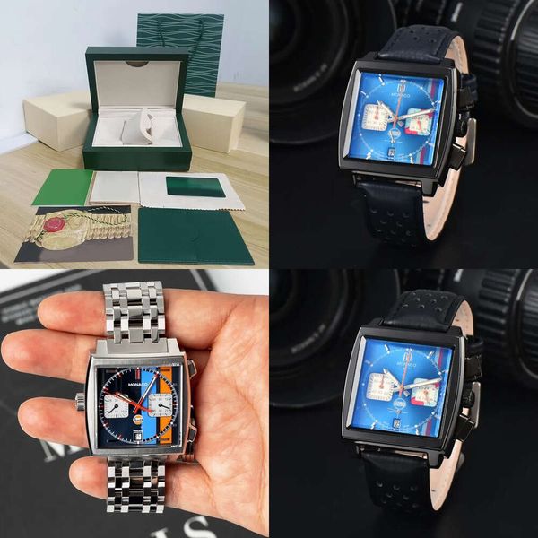 Monaco Original Gulf Caliber Mens Special Edition Chronograph Designer Watches Uomini di alta qualità guardano Montre Luxe Dhgate Nuovo