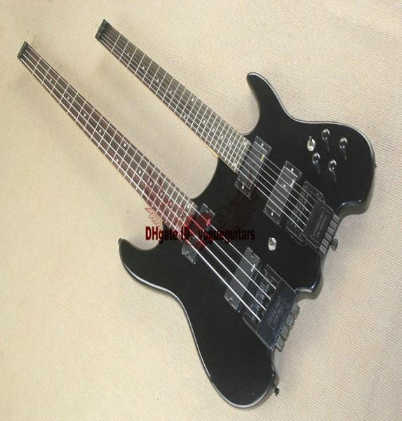 Bütün Özel Mağaza Black Headless Double Neck 4 String Bass 6 String Elektro Gitar Özel Kabul EDECE Her türlü renk1610444