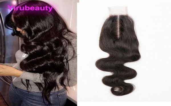 Indian Raw Virgin Hair Remy 2x6 Fechamento de renda Middle Parte 2 por 6 onda corporal com cabelos para bebês produtos 1024quot Natural Color1261254