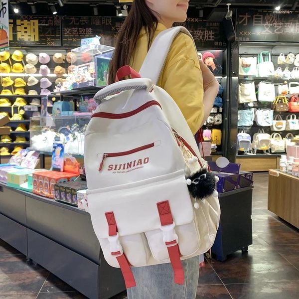 Mochilas Backpack Mulheres fofas de mochilas Mochilas Multi-bolso Kawaii Bag Bag de grande capacidade