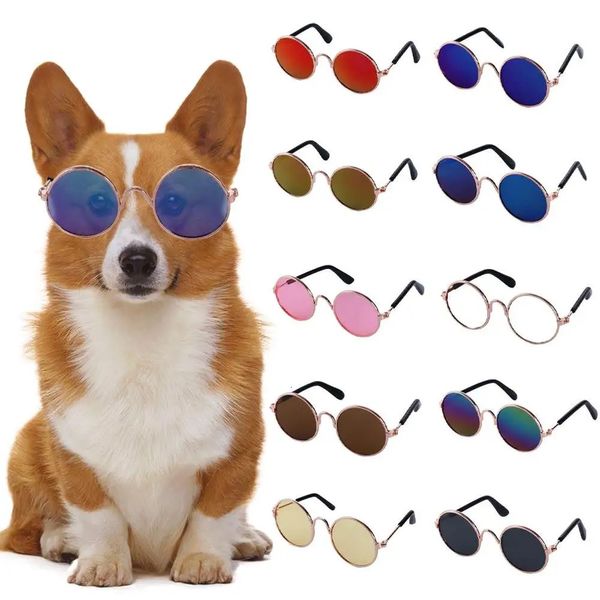 Schöne Vintage Runde Haustier Sonnenbrille Reflexion Augen -Verschleißbrille für kleine Hundekatze Tier Pos Requisiten Accessoires 240418